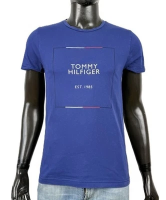T-shirt homme bleu Tommy Hilfiger logo avant coton biologique taille S - Photo 1/4