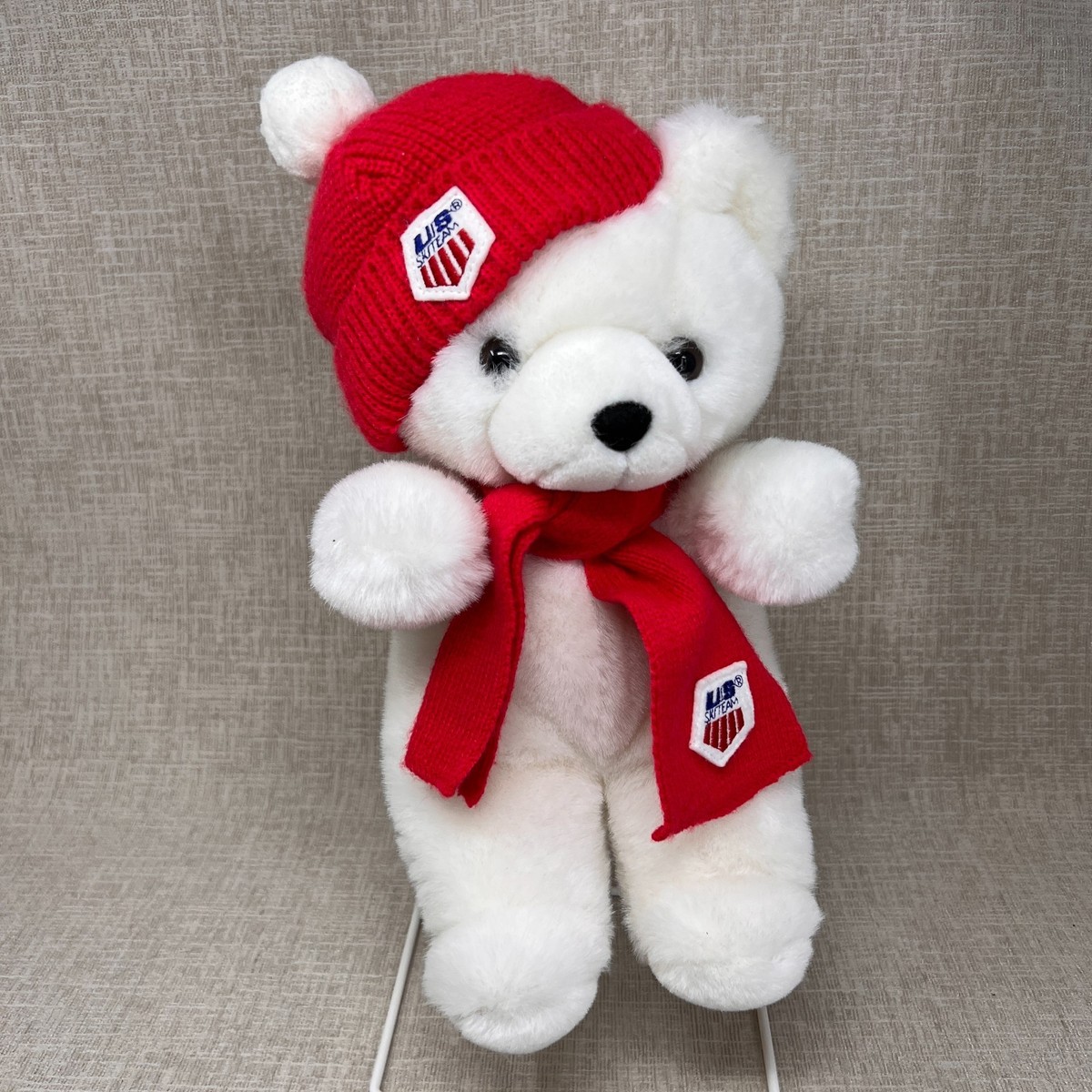VTG 1986 USA Ski Team Teddy Bear Mascot Plush Korea Olympic 80s