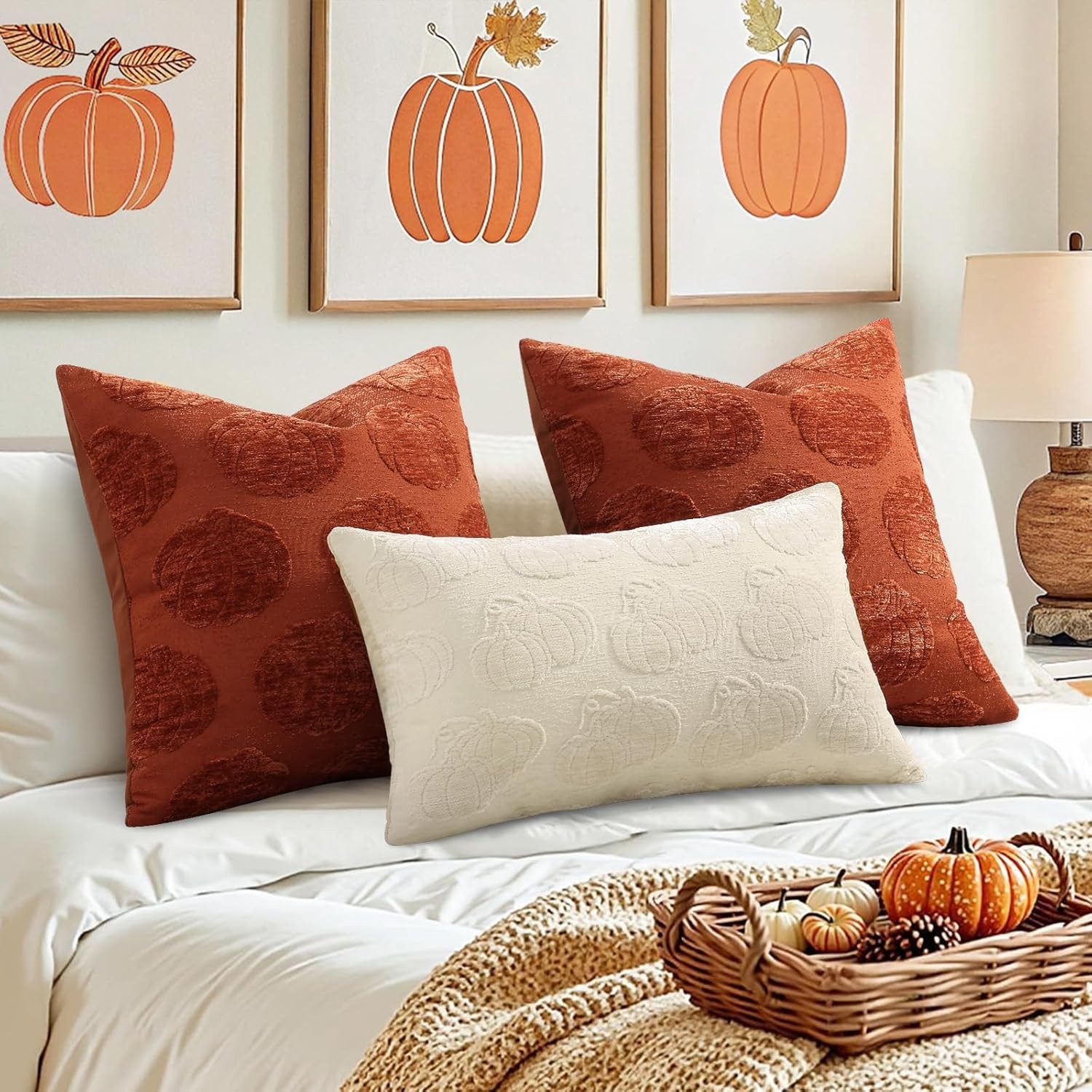 decorUhome Decorative Beige Pumpkin 18" x (Pack of 2), Pumpkins 