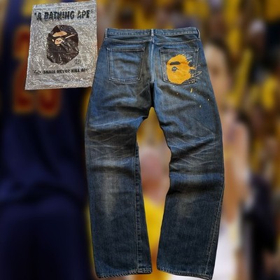 A BATHING APEデニム フロントペイント 2008 type 05 Bathing Ape bape paint splatter logo design washed