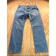 Levis 501 Original Fit Jeans Mens 34x30 Blue Medium Wash Straight Leg Button Fly