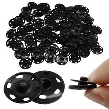 50 PCS SewOn Snap Buttons Metal Fastener Press Studs 3/4 Inch 19mm Black