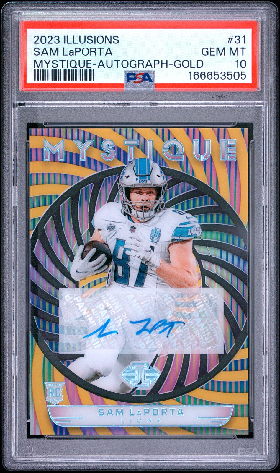 Sam LaPorta Panini Illusions Mystique #31 Autograph Gold