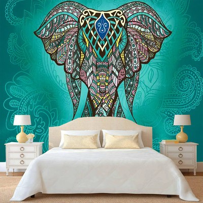 Mandala Pattern Indian Tapestry Wall Hanging Decor Bohemian Art Psychedelic Elep