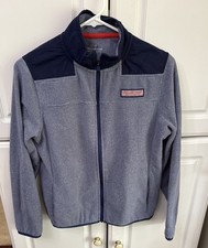 Vineyard Vines Kids Fleece Jacket Size L 16 Full Zip Blue Navy Logo Patch EXC