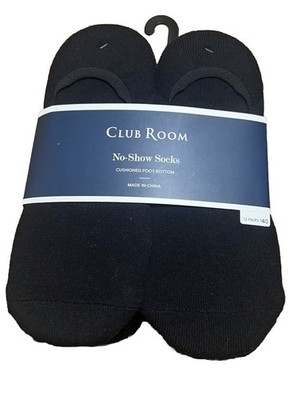 Mens No Show Socks Black 12 Pair Value Pack CLUB ROOM $40 - NWT