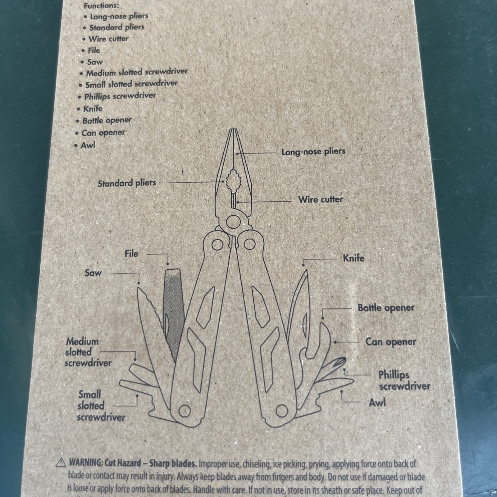 Ozark Trail 12-in-1 MultiTool Blue Rubberized Handle Pliers Saw Knife Screwdrive