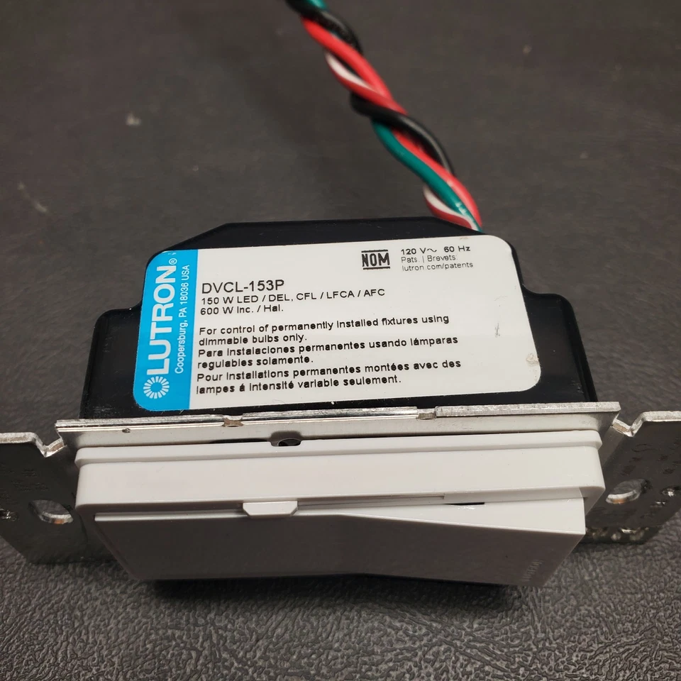 Atenuador Lutron Diva CL 150W DVCL-153P-LED/CFL/HALÓGENO/INCANDESCENTE Foto 3 de 4