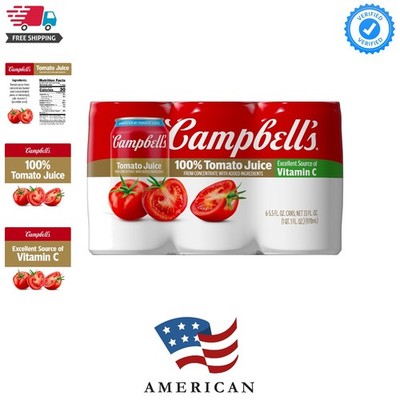 Campbell's 100% Tomato Juice, 5.5 fl oz Can (6 Pack)