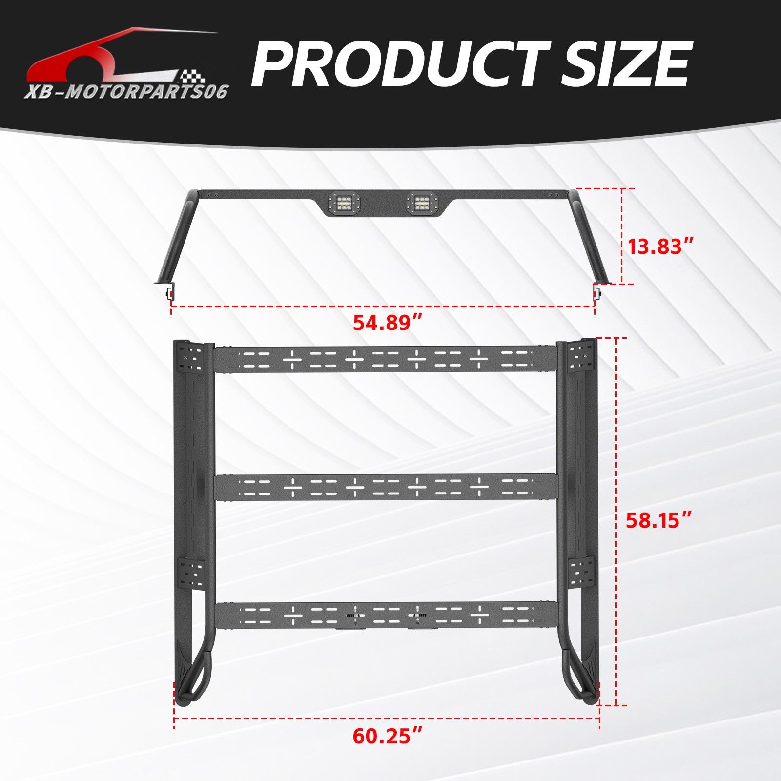 13.8'' Full-Size Rear Ladder Rack Back For 15-22 Colorado & Canyon w/ Bed Rails