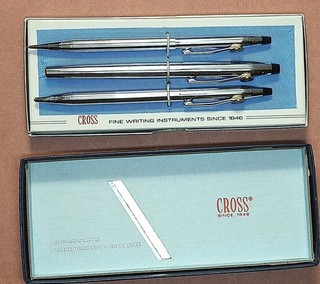 CROSS #3514 3PC SET CHROME PEN PENCIL & SOFT TIP PEN UNIV OF MICHIGAN LOGO