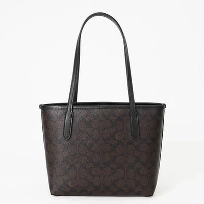【美品】COACH レザー トートバッグ ブラック　ブラウンF71039 COACH Small City Tote Bag In Signature Canvas CU759 Outlet NEW | eBay