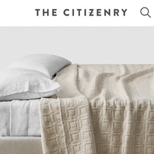 The Citizenry Ayla Organic Cotton Quilted Blanket F / Q Natural Ivory