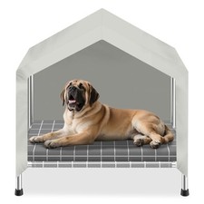 Elevated Dog House with Cushion, Stainless Steel Dog Tent, Medium Dogs