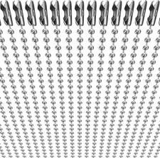 50-Pack Dog Tag Chain Ball Chain Necklace Bulk, Beaded Necklace Chains for Jewe