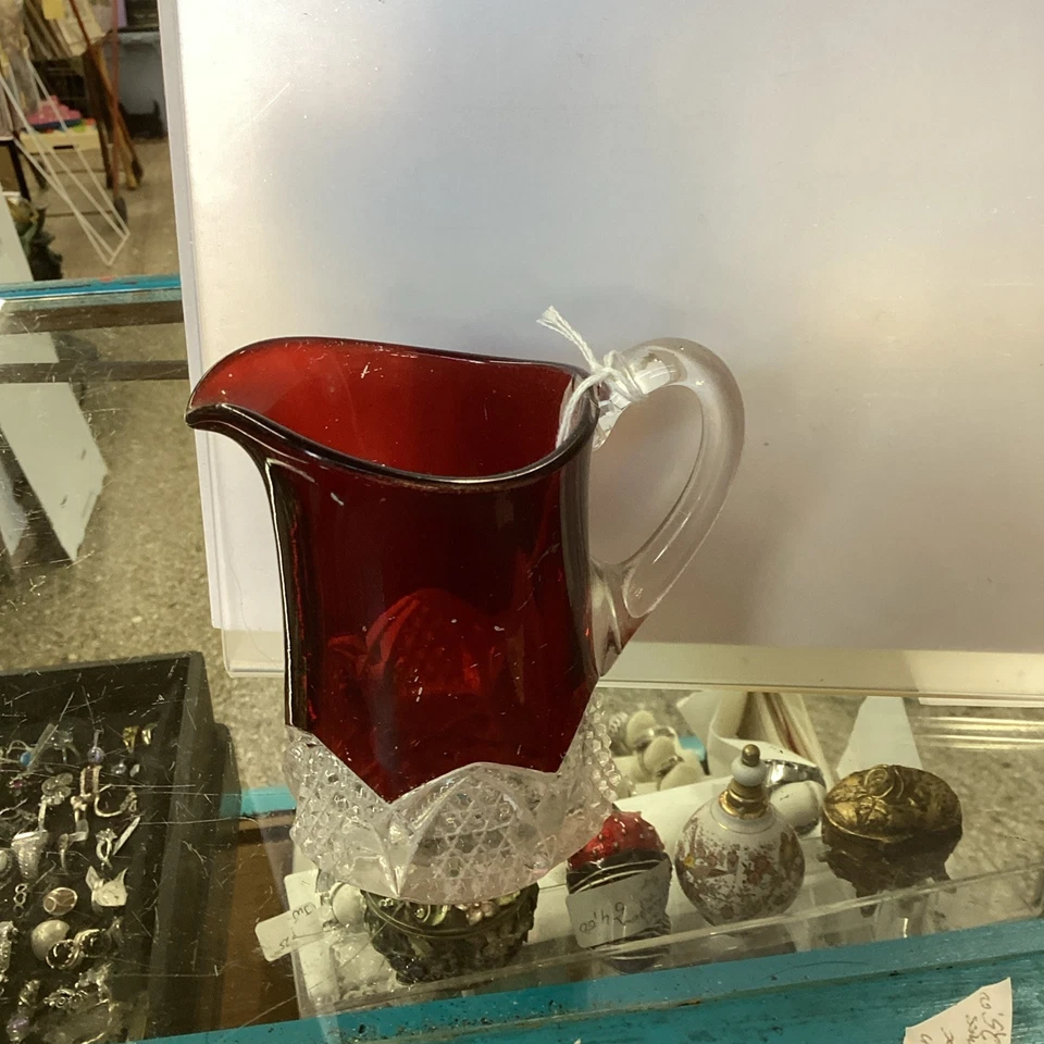 Ruby Glass Pitcher W Clear Base - Image 2 of 3