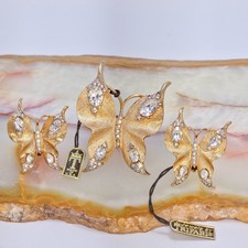 Vintage Crown Trifari Alfred Philippe Butterfly Brooch Earrings Original Tags