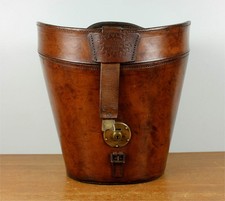 Antique Large Multi Top Hat Carry Case. Tall Double Leather Storage Hat Box