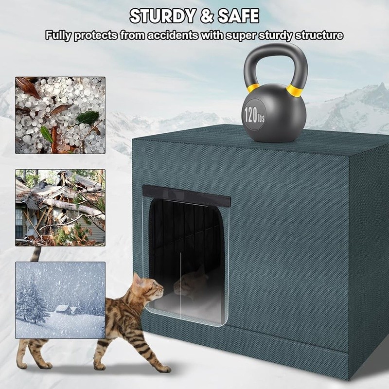 Heated Outdoor Cat House Insulated Weatherproof Shelter Feral Stray Cats New