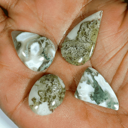 51.20Cts Natural Lodolite Quartz Mix Shape Cabochon Loose Gemstone 4pcs Lot - Picture 2 of 3