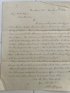 1864 Letter to Dr. W.H. Palmer Surgeon 3rd NY Cavalry fm John Bisgood Erie Canal