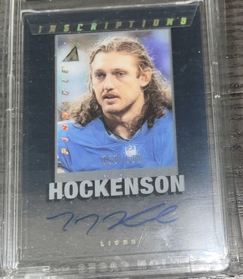 2022 TJ Hockenson Pinnacle Inscriptions On Card Auto Acetate Clear /100 Vikings