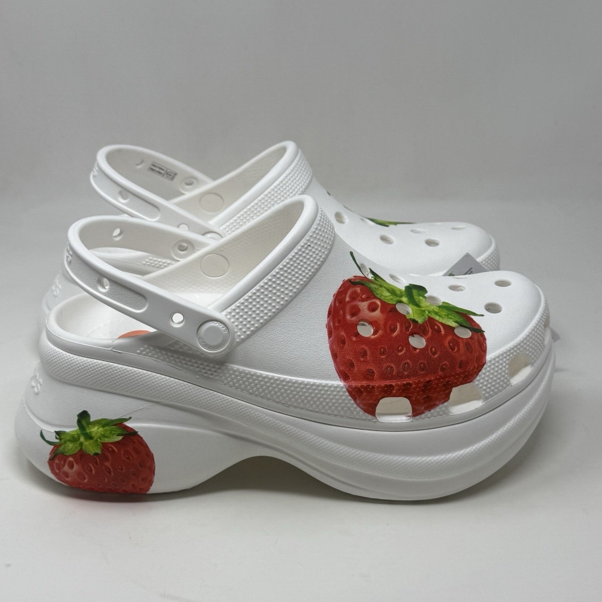 Crocs Bae Fresh Fruit Platform Clog Womens 10 White Red Strawberry