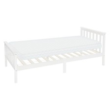 Letto singolo con rete a doghe in legno di pino bianco con materasso 200 x 90 cm