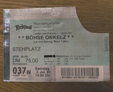 Böhse Onkelz Konzert Ticket Maimarktgelände Open Air - Lieder wie Orkane 1999