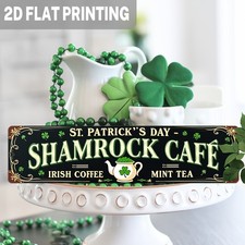 2D Vintage Shamrock Cafe Metal Wall Sign St. Patrick's Day Irish Pub Home Decor