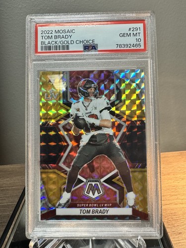Panini 2022 Mosaic Super Bowl MVPs Tom Brady Choice Black Gold /8 #291 PSA 10