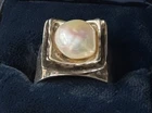 Vintage Silpada Hammered Sterling Silver Freshwater Pearl Ring Size 7