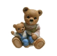 Vintage Homco #1444 Mama Bear With Baby Boy Bear Figurine Porcelain