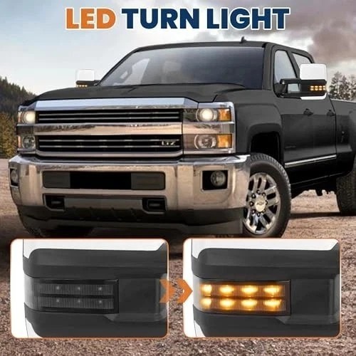 Weiße beheizbare elektrische Abschleppspiegel kompatibel für Chevy Dotted Light 2014-2019 - Bild 2 von 8