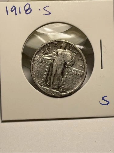 Quarter 1918 S small scratch on date