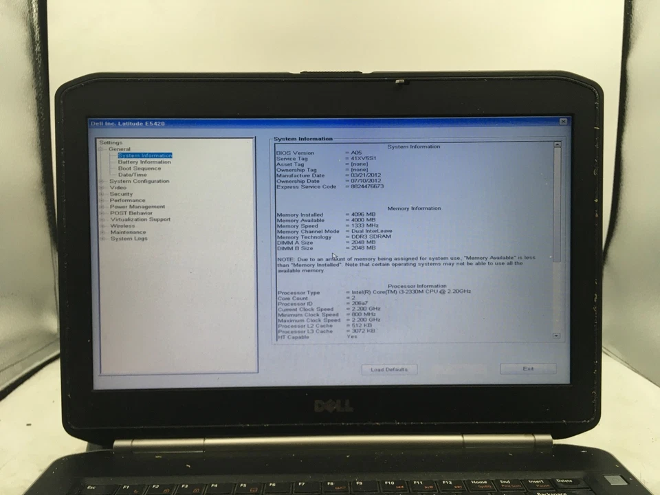 DELL LATITUDE E5420 - BOOTS TO BIOS - INTEL I3 - 4GB RAM - READ DESCRIPTION - BB - Image 2 of 4