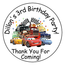 Personalized Kids Birthday Party Stickers Favors Labels 2.5" Tags Racing Cars