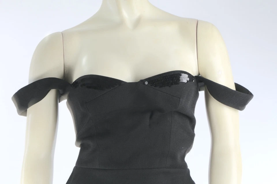 Victoria Beckham Black Sleeveless Fitted Midi Sheath Dress Size 2 - Image 3 of 4