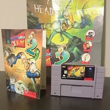 Earthworm Jim 2 SNES - Game Cartridge w/ Manual & Poster (TESTED WORKING)