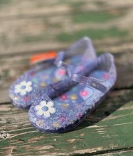 WONDER NATION Girls Size 10 Jelly Flats Sandals Hearts Flowers Glitter   Purple