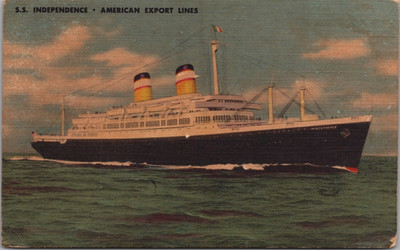 SS Independence American Export Lines Passenger Steam Ship Linen Postcard