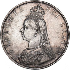 1887 Double Florin (Roman 1) - Victoria British Silver Coin - Very Nice