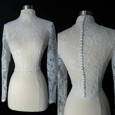 Lace Top Appliques Wedding Dress Topper Jacket for Bride Long Sleeves Custom