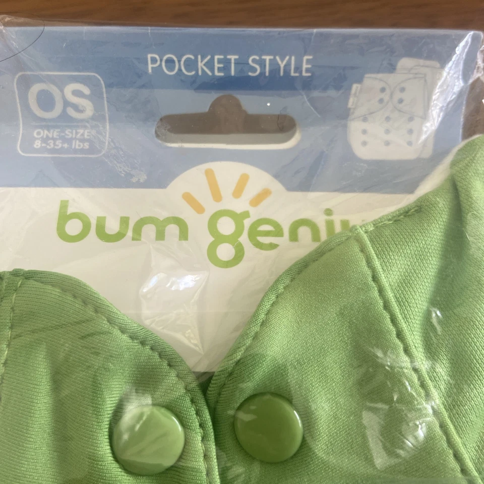 Тканевые подгузники Bum Genius 4.0 Stay Dry НОВЫЕ ИЗ СТАРЫХ ЗАПАСОВ карманный стиль ЗЕЛЕНЫЕ один размер - Изображение 3 из 4