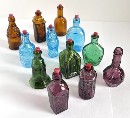 Vintage Miniature Glass Bottles Made in Taiwan Lot Of 12