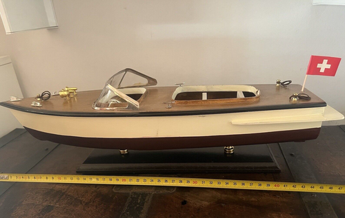 Riva Modell Nave mit dem Schnellboot Holz L 45 Sockel Unikat Sammlung Vintage - Bild 16 von 16