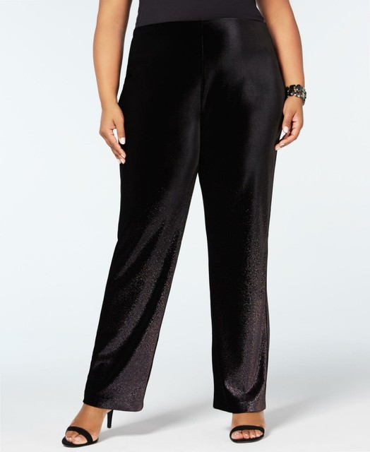 womens plus size black velvet pants