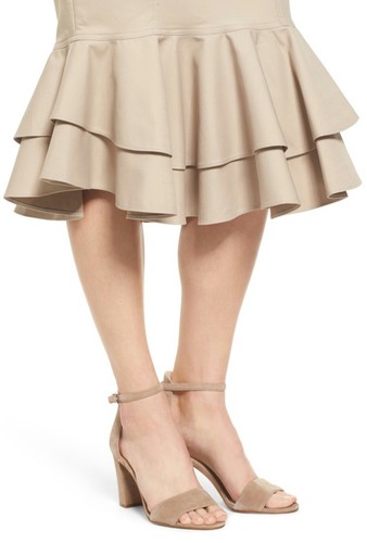Halogen Tan Ruffled Fitted Skirt Sz 2 S NWT - Picture 6 of 7