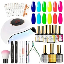 RSTYLE Gel Nail Polish Kit with U V Light 54W Nail Lamp Dryer 6 Colors Bright...