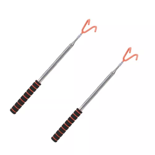Disc Golf Stainless Steel Retriever -  10 ft Telescopic with Hook - 2-Pack